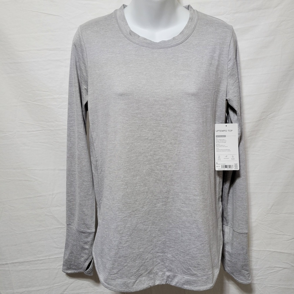 Athleta NWT UpTempo Top Shirt Womens Size Small Gray‎ Long Sleeve Casual Active